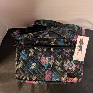 NWT Lug Carousel XL Crossbody Bag Bloom Black Floral Travel RFID